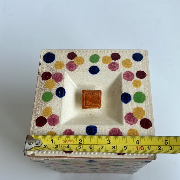 Vintage Revelation Japan cream polka dot rectangular canister w lid cookie jar - Picture 16 of 16